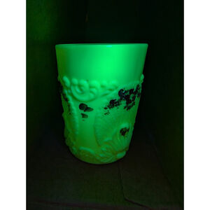Antique "Geneva" Custard Glass by Northwood UV Reactive Tumbler 3.75 Inches Tall